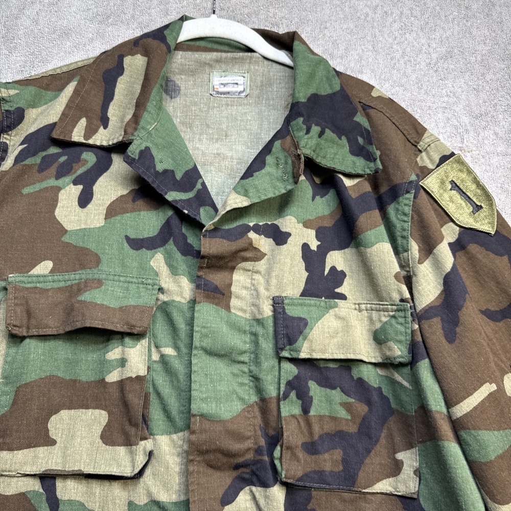 US Army Woodland Camo BDU Combat Coat Jacket Large Short Military Surplus